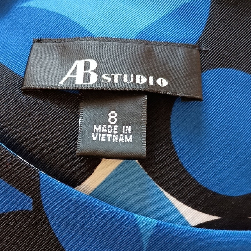 AB Studio Blue and Black Circle Print Midi Dress - Picture 2 of 7
